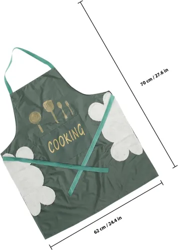 Vista 2 de Yardwe 2pcs Waterproof Kitchen Aprons Set Wear-resistant Polyester Cooking Aprons with Hand Wiping Function Oil-proof Household for Unisex Use in