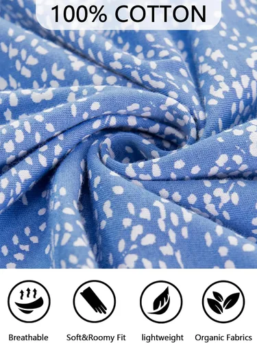 Vista 6 de Nightgowns for Women Sleeveless Sleepwear 100% Cotton Night Gown Wide Strap Sleep Shirt Pleated Scoopneck Nightshirt