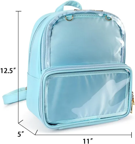 Vista 13 de STEAMEDBUN Ita Bag - Mochila de piel sintética con doble ventana, diseño de caramelo, con inserción