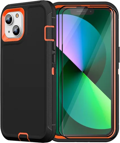 Vista 8 de Funda resistente para iPhone 13 y iPhone 14, protección a prueba de golpes de grado militar, incluye 2 protectores de pantalla de vidrio templado