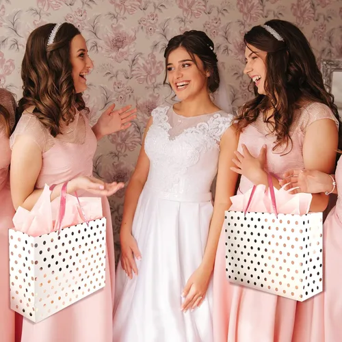 Vista 6 de Henoyso 8 bolsas de regalo extra grandes de 16 pulgadas, con puntos metálicos, bolsas de regalo con asas y papel para Navidad, boda, vacaciones