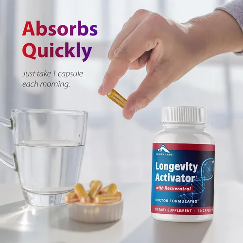 Vista 9 de Zenith Labs Suplemento dietético activador de la longevidad, antioxidantes naturales con resveratrol, apoya la función inmune y la memoria saludable