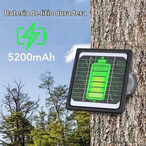 Vista 3 de Panel solar de 5W 12V para cámara de rastro con batería recargable 5200mAh