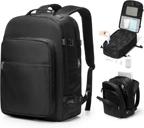 Vista 18 de Mochila de viaje grande al vacío con bomba,Mochilas para laptop para mujeres y hombres,Mochila de transporte,Bolsa de viaje para artículos Beige