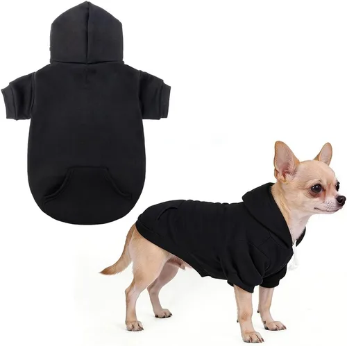 Vista 45 de KOOLTAIL Sudadera básica con capucha para perro, suave y cálida, con agujero para correa y con bolsillo, abrigo de invierno para perros, ropa