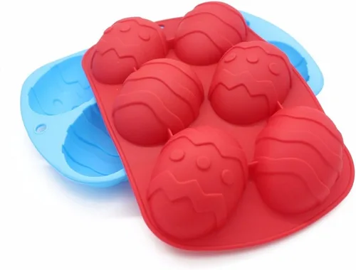Vista 3 de MoldFun Paquete de 2 moldes de silicona para pasteles de huevos y conejitos para el día de Pascua, para hornear, magdalenas, hacer magdalenas