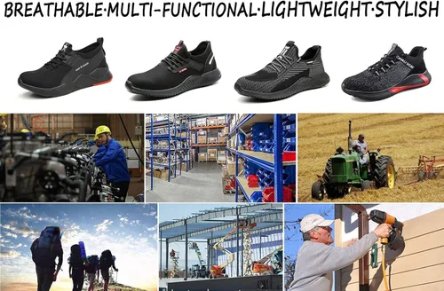 Vista 5 de UCAYALI - Zapatos de seguridad para hombres y mujeres. Tenis de trabajo con puntera de acero, utilizados en la construcción, ligeros y transpirables