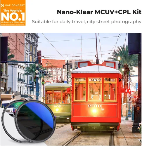 Vista 2 de K&F Concept Kit de filtro de lente UV CPL de 1.929 in, 18 recubrimientos multicapa, filtro polarizador circular y filtro de protección UV MC