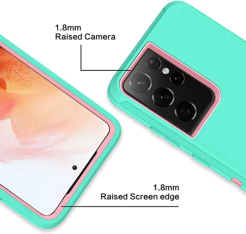Vista 7 de MXX Funda compatible con Galaxy S21 Ultra, funda protectora de cuerpo con parachoques de 3 capas súper resistente y servicio pesado