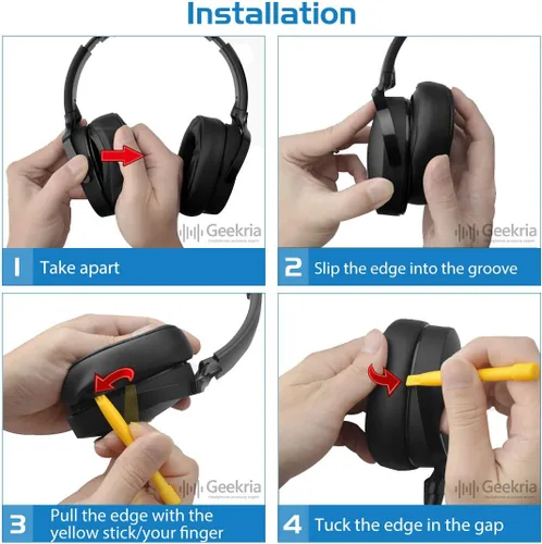 Vista 3 de Geekria Almohadilla para auriculares y diadema compatible con Skullcandy Crusher Wireless, Crusher Evo Wireless, auriculares Hesh 3, fácil
