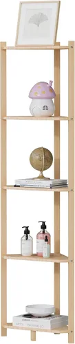 Vista 12 de Wisuce Estante esquinero, estantes esquineros de bambú 100% real, estante organizador de almacenamiento para baño, sala de estar, cocina