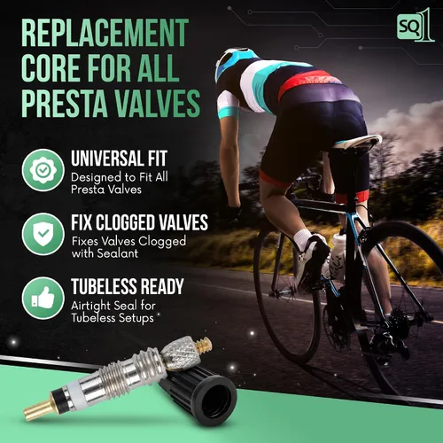 Vista 2 de Square1 Presta Kit de núcleo de válvula -10 núcleos de válvula Presta universalmente compatibles, 1 herramienta de extracción de núcleo de válvula