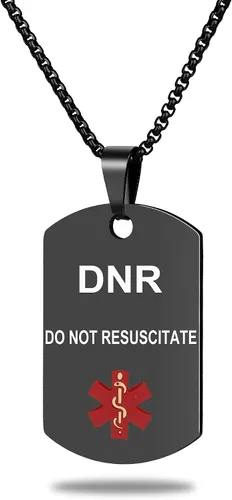 Vista 48 de Collar de alerta médica, etiqueta grabada con láser, grabado personalizado, etiqueta de identificación de acero inoxidable, colgante para hombres