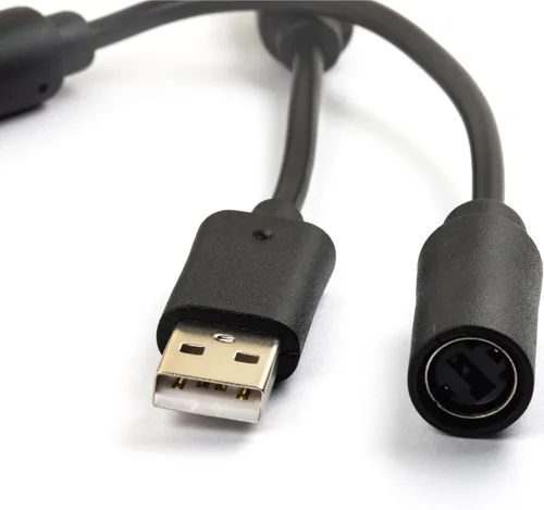 Vista 4 de 2pcs USB Breakaway Cord for Xbox 360 & Slim Wired Controller, Dongle Adapter Extension Cable Replacement (2pcs (Black))