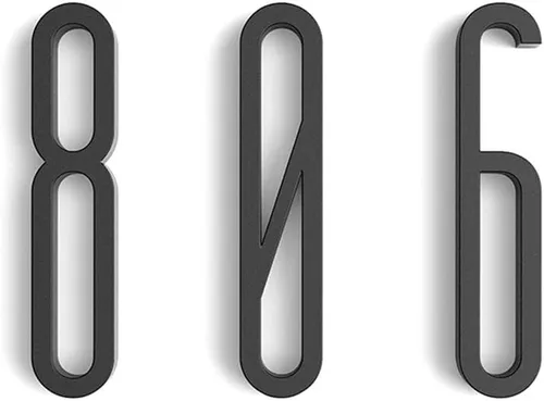Vista 4 de Números de puerta para casa/apartamento, buzón de 4 pulgadas, letras autoadhesivas negras (0, estilo A)
