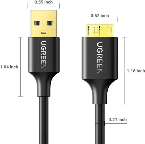 Vista 9 de UGREEN Cable micro USB 3.0 USB 3.0 tipo A macho a micro B compatible con Samsung Galaxy S5 Note 3 cámara disco duro y más 1.5 pies