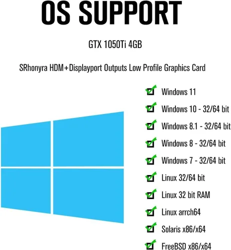Vista 7 de Tarjeta de video de perfil bajo GTX 1050 Ti 4GB GDDR5 128-Bit, HDMIx1 DisplayPortx1, PCIe 3.0 x16, HDCP 2.2 1050Ti HDMI y DP