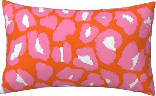 Vista 18 de Almohada de terciopelo con estampado de puntos de leopardo rosa y naranja, juego para el hogar, cómoda decoración de cama cuadrada, sofá al aire