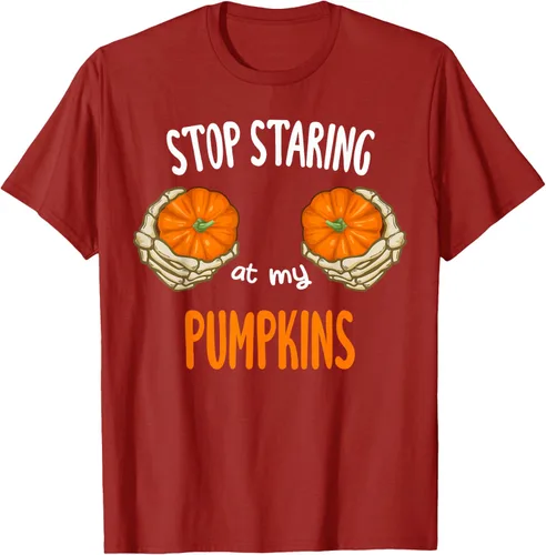 Vista 3 de Stop Staring at My Pumpkins for Hot Witches, camiseta de brasier de Halloween, Negro