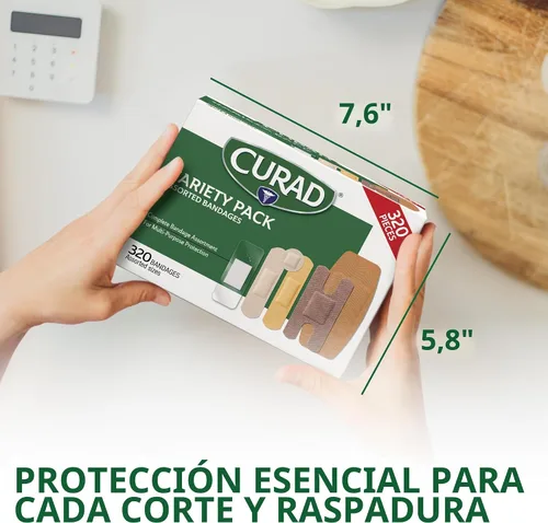 Vista 6 de CURAD Paquete variado de vendajes surtidos a granel 320 unidades 5 estilos incluyendo impermeable, transparente, plástico, resistente y tela