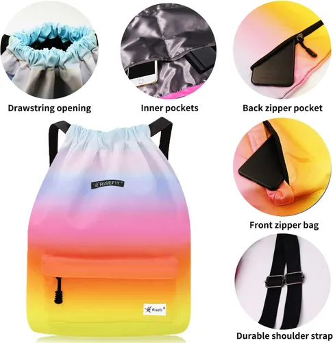 Vista 3 de Bolsa impermeable con cordón para ir al gimnasio o la playa, o practicar deportes, unisex