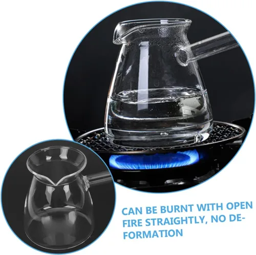 Vista 6 de 1pc espesado de vidrio tetera inducción hervir y olla mango borosilicato café y lado د الال esmalte de café turco turco vidrio transparente