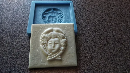 Vista 5 de Antique woman cameo 3D tile mold, Silicone mould, cameo applique, concrete mold, cement mold, vintage tiles, antique tiles, mould for resin