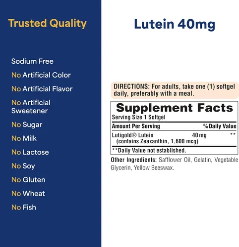 Vista 12 de Puritan's Pride Carotenoide de luteína Lutigold™ Premium 40mg con zeaxantina para hombres y mujeres, suplemento dietético para apoyo a la salud