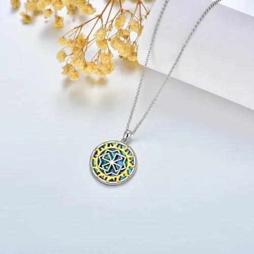 Vista 3 de ROMANTIC WORK Father's Day Amulet Necklace 925 Sterling Silver Star Of David Pendant Jesus Slavic Sun Wheel Allah Jewelry for Men Women