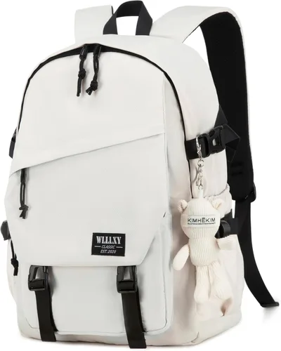 Vista 9 de Caoroky knight Mochila para portátil universitaria para hombres y mujeres, mochila grande para libros, ligera, mochila de viaje y día a día, Negro