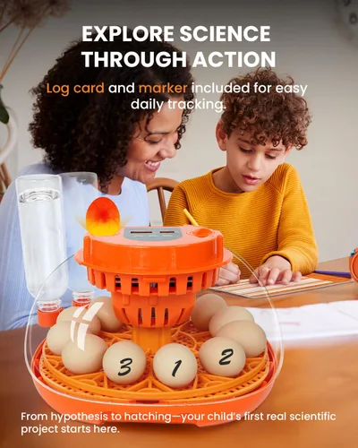 Vista 4 de Incubadora de 12 huevos con giro automático y control de humedad, incubadoras completamente automáticas con vela de huevos, kit educativo