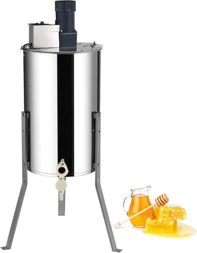 Vista 11 de VEVOR Extractor eléctrico de miel, extractor de miel de 3 marcos con tapa transparente, centrifugadora de tambor de panal de acero inoxidable