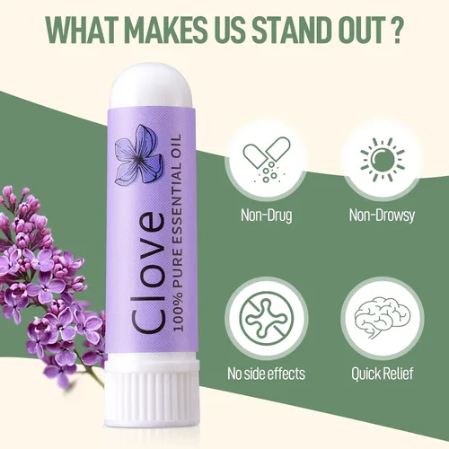 Vista 2 de Hion Inhalador para Alivio de Náuseas - Clavo, 100% Aceites Esenciales Naturales Aromaterapia para el mareo por movimiento y las mujeres