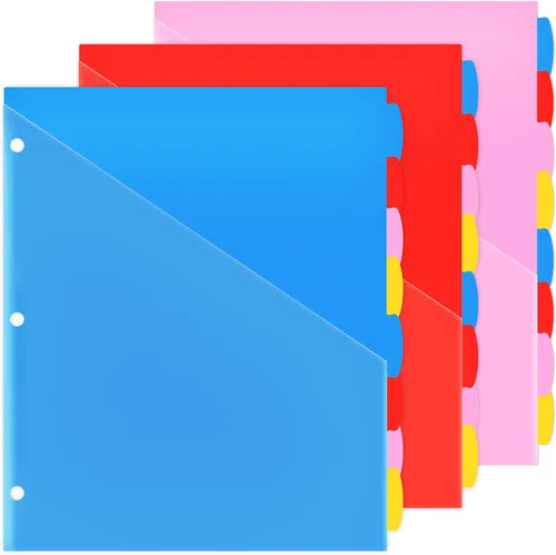 Vista 7 de WOT I Separadores duraderos de 8 pestañas para carpeta con bolsillo transparente - 1 juego, separadores reutilizables de plástico para carpeta de 3