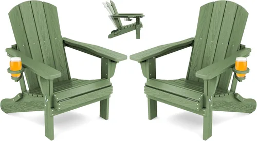 Vista 41 de SERWALL Silla Adirondack plegable ajustable, silla Adirondack reclinable con 3 posiciones reclinables, HDPE para todo tipo de clima, Adirondack