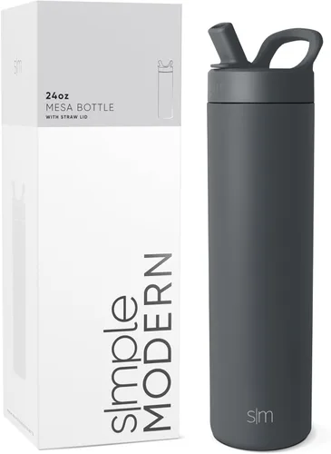 Vista 38 de Simple Modern Botella de agua con tapa de pajilla Termo de acero inoxidable aislado Botellas de agua reutilizables para viajes para gimnasio
