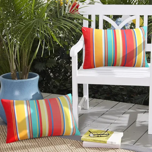 Vista 10 de Pyonic Juego de 2 fundas de cojín para exteriores de 16 x 16 pulgadas, impermeables, modernas, modernas, para decoración del hogar para patio, sofá