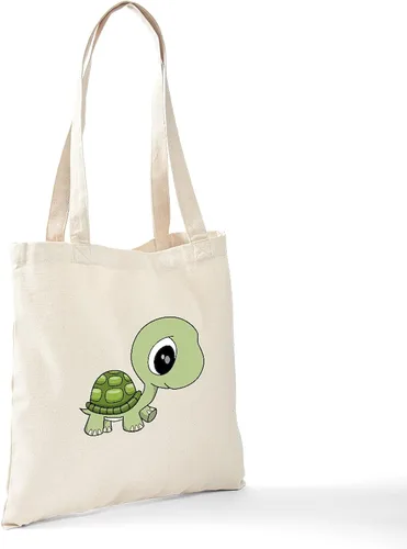 Vista 6 de CafePress Bolso de mano de tortuga para bebé, bolsa de lona natural, bolsa de compras reutilizable