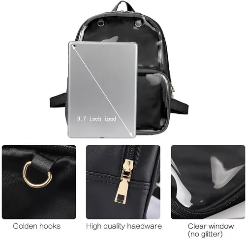 Vista 6 de STEAMEDBUN Ita Bag - Mochila de piel sintética con doble ventana, diseño de caramelo, con inserción