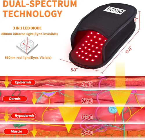 Vista 5 de DGXINJUN Terapia de luz roja para terapia de luz infrarroja para pies Zapatilla pies pies empeine LED dispositivo corporal portátil con modo de pulso