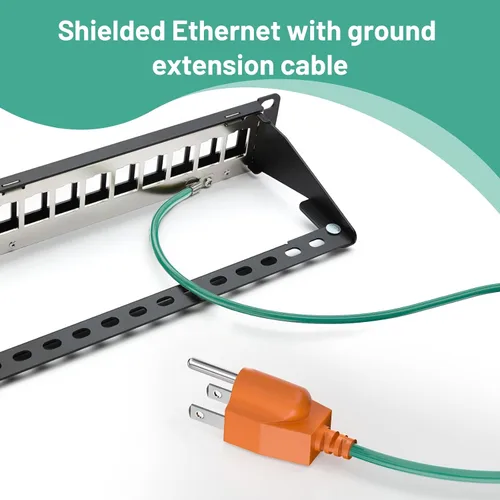 Vista 7 de Cable de extensión de conexión Ethernet blindado de 10 pies/9.8 ft, para enchufe NEMA 5-15P de 3 puntas, cable de tierra de seguridad