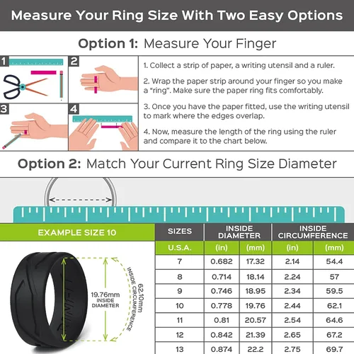 Vista 5 de Rinfit Anillos de silicona para mujeres y hombres, juegos de anillos de boda de silicona para él y ella, anillos de boda de goma de diseño