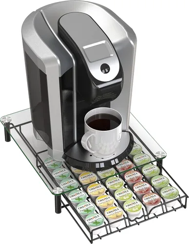 Vista 5 de Deco Brothers Cajón Portador de Cristal Templado para K-Cup para Almacenamiento de 30 Cápsulas de Café, Negro