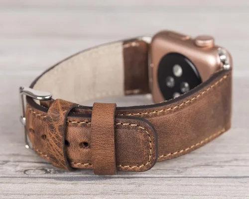Vista 4 de Correa de cuero de grano completo para Apple Watch series 1-11 y SE 1-3 y Ultra 1-3