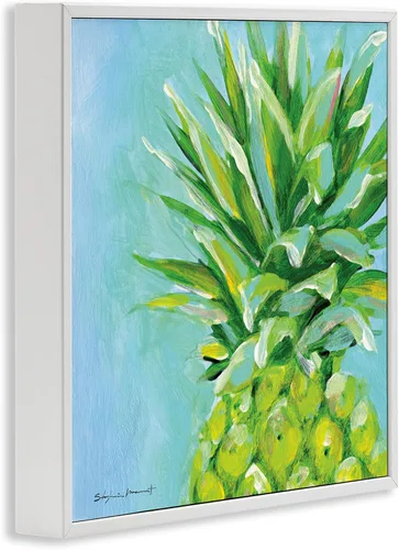Vista 2 de Stupell Industries Arte giclée enmarcado con fruta de piña azul tropical, diseño de Stephanie Workman Marrott