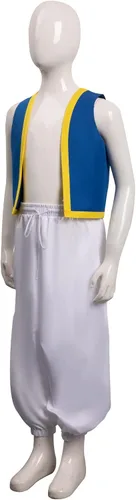 Vista 2 de Newcos Disfraz de sapo de Kinopio para niños, disfraz de cosplay de chaleco azul, pantalones de película de Super Brothers para Halloween para niños