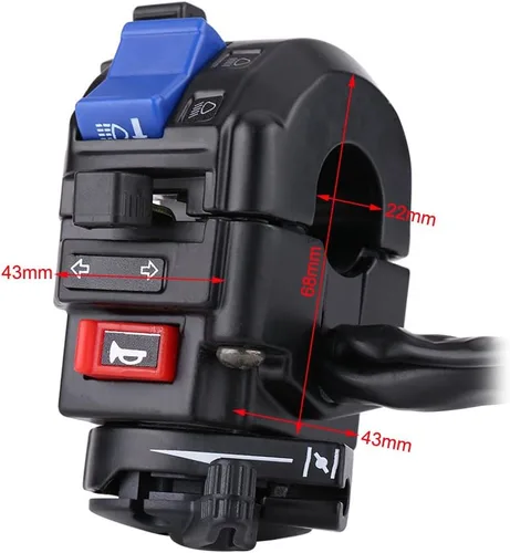 Vista 5 de Keenso Interruptor de manillar de motocicleta de 7/8 pulgadas, interruptor de parada de arranque de haz alto y bajo de 12 V