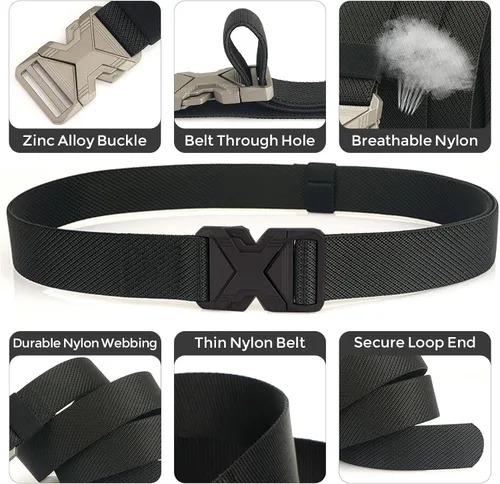 Vista 2 de Cinturón táctico para hombre de 1.34 pulgadas de ancho elástico elástico estilo militar cinturones de golf