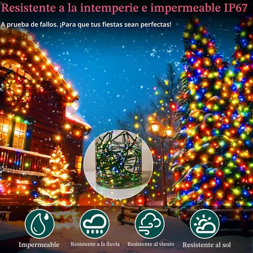 Vista 3 de HYH Luces de Navidad para Exteriores 1000 LED 328 Pies Luces de Cadena Multicolor, IP67 Impermeable Interior Luces de Hadas de Navidad Multifunción