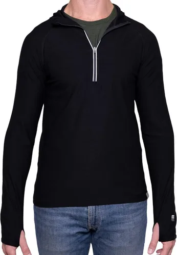 Vista 3 de MERIWOOL Sudadera con capucha para hombre, ligera, de lana merina, manga larga, térmica